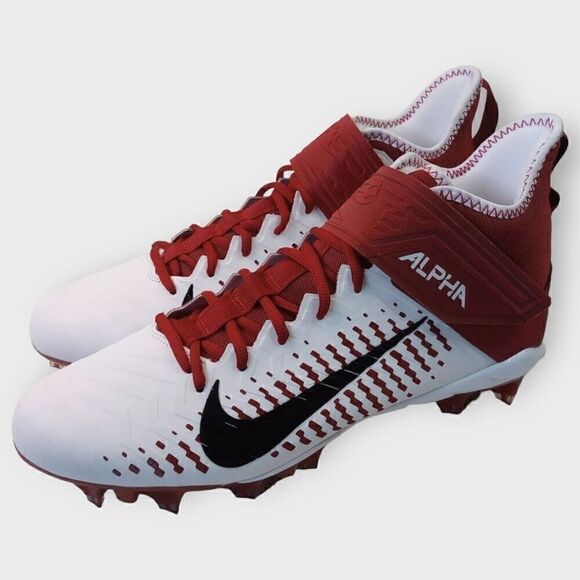 Nike Alpha Menace Pro 2 Mid Football Cleats White/Red BV3945-106 Mens size 14 - Picture 3 of 8
